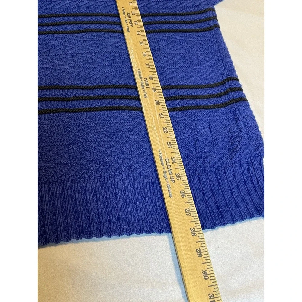 Vintage 80s Amana Woolen Mills Saleroom Blue Striped Wool Sweater‎ Medium